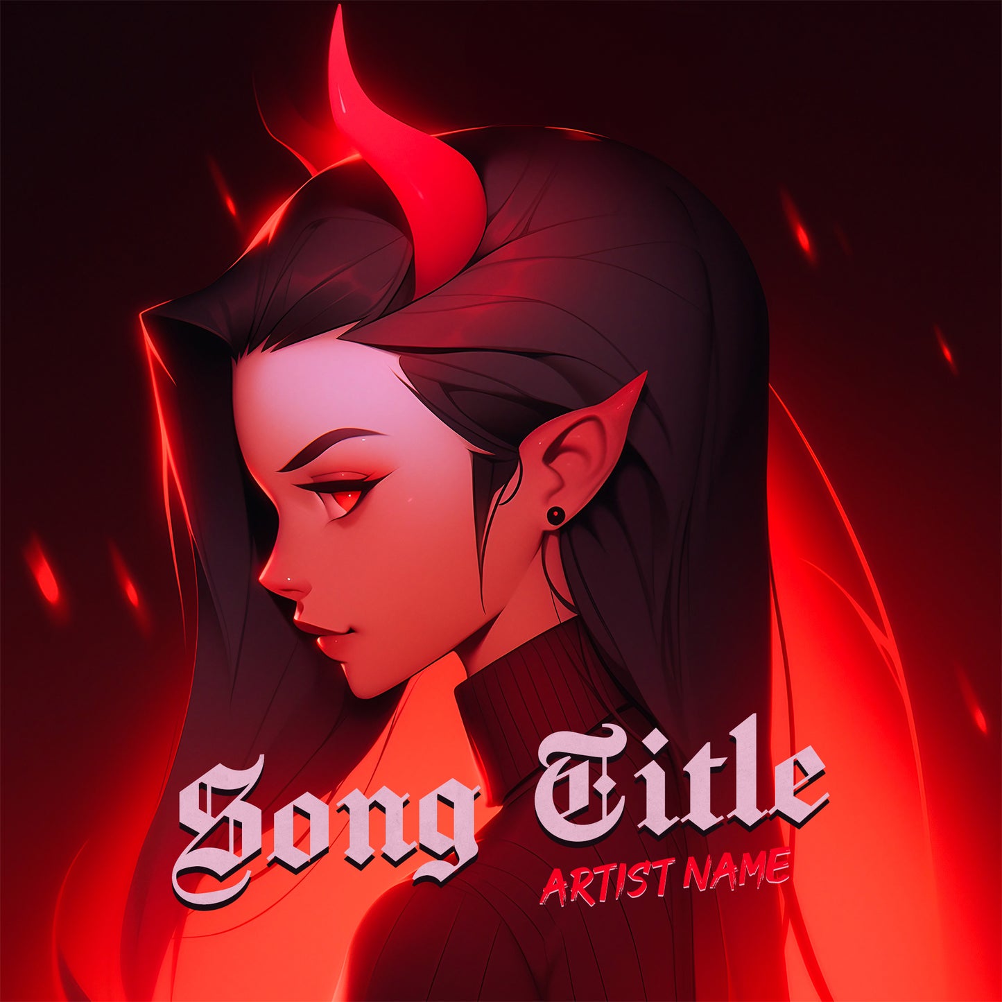 Anime devil girl album cover for edgy music release