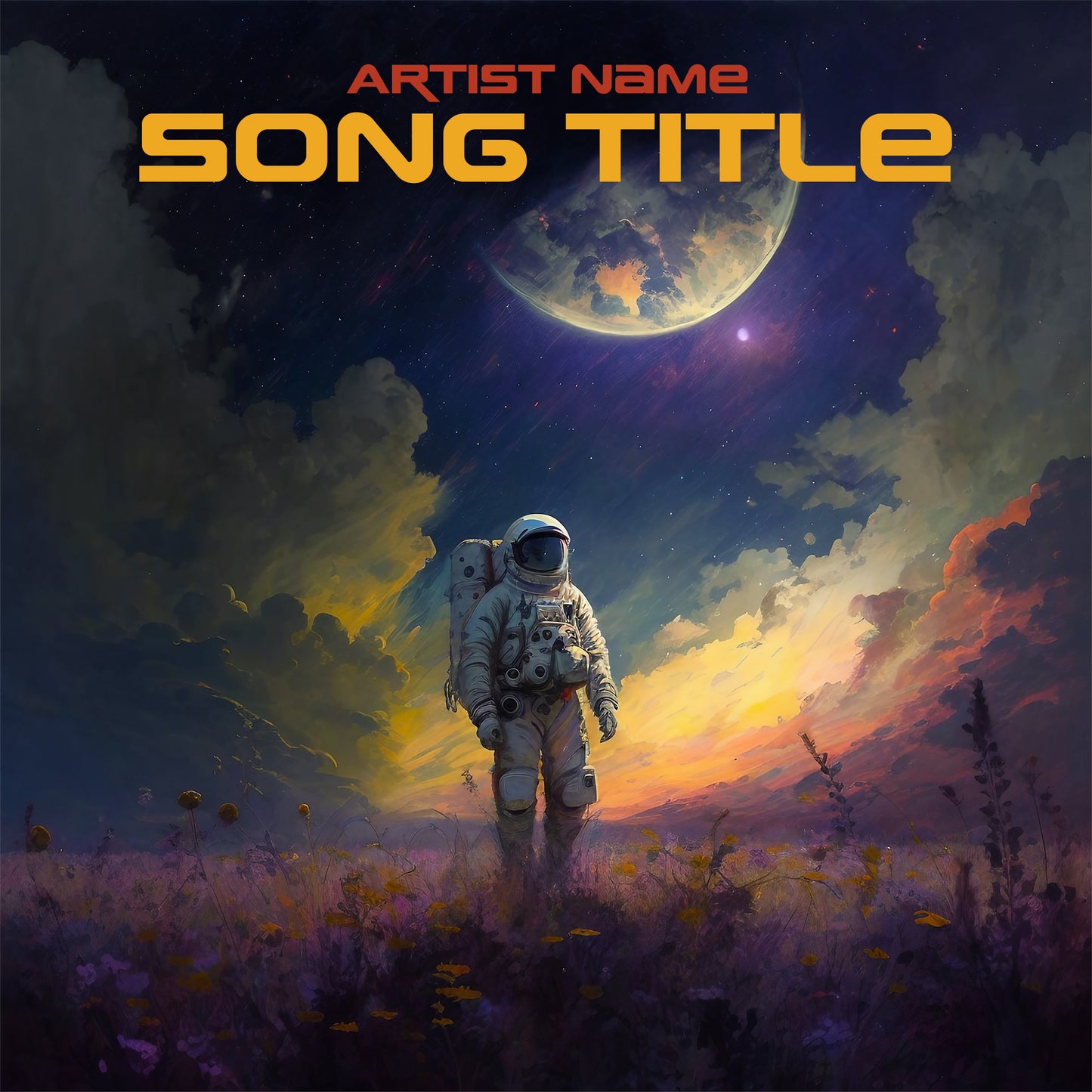 An astronaut exploring a distant planet, digital art, cover art