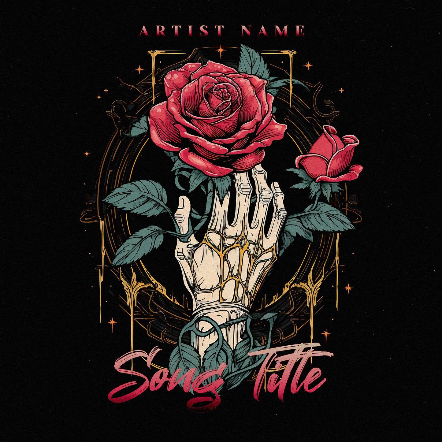 Hand holding a rose digital illustration album artwork