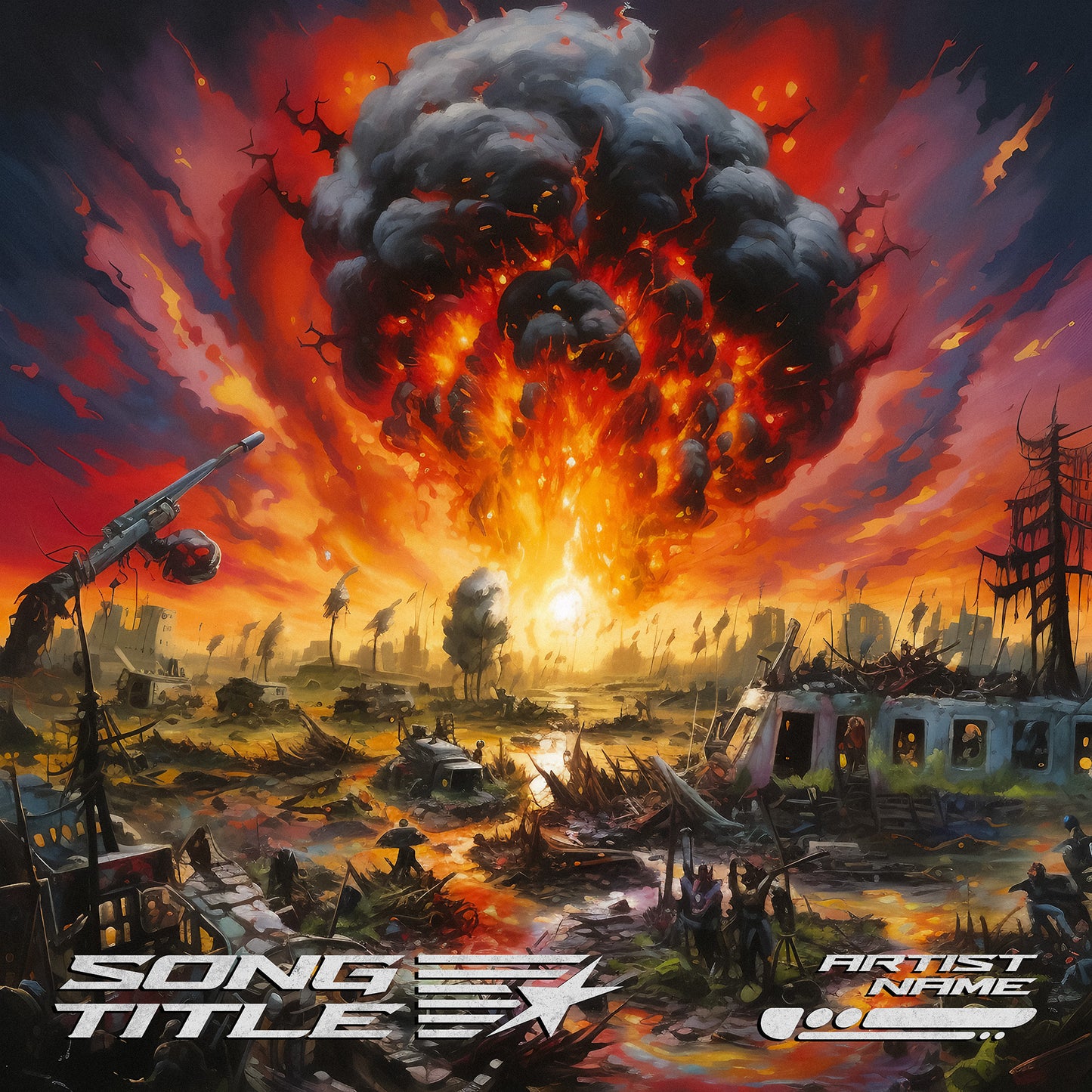 Psycho warfare nuke explosion cover art for music artists