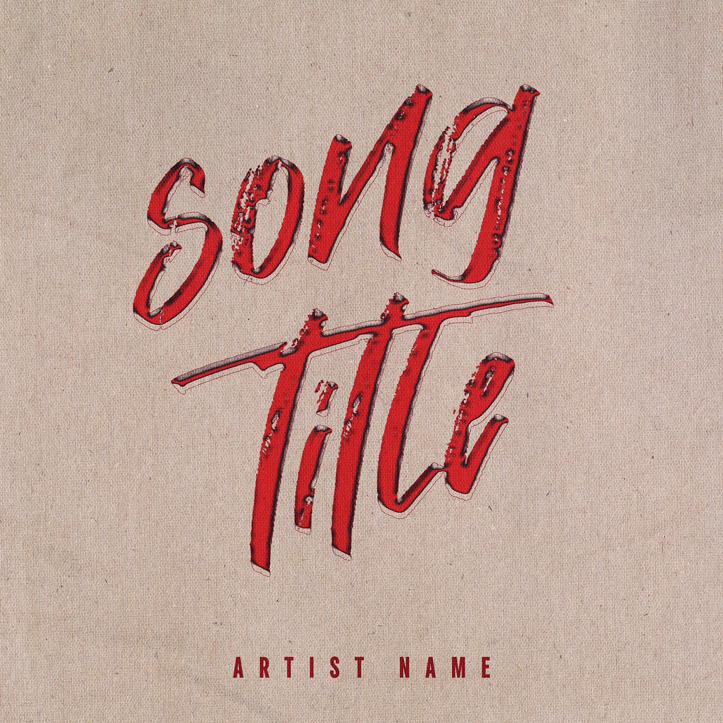 Red brushstroke font song title on light pink background grunge digital cover art