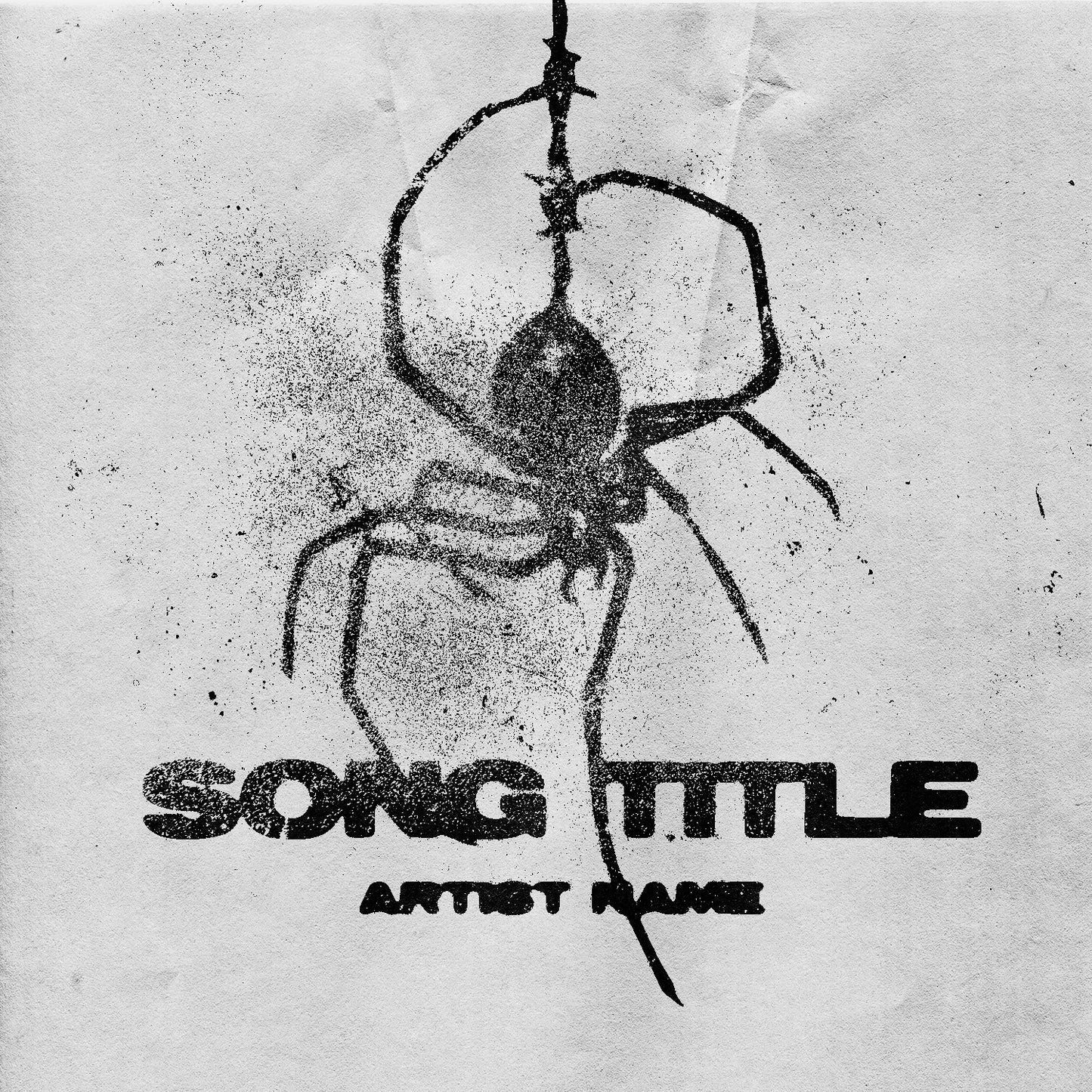 Black spider on web grunge music cover art