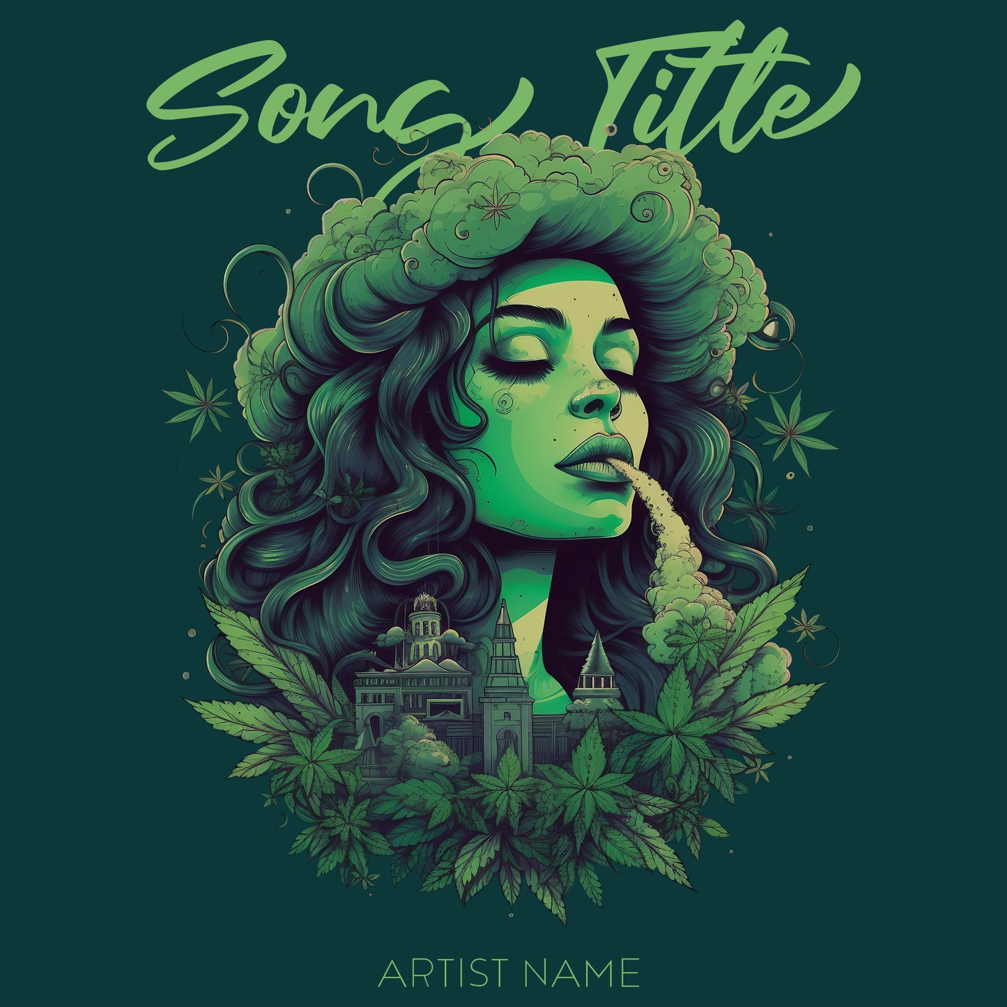 : Empowered woman in cityscape album cover, celebrating personal sovereignty.