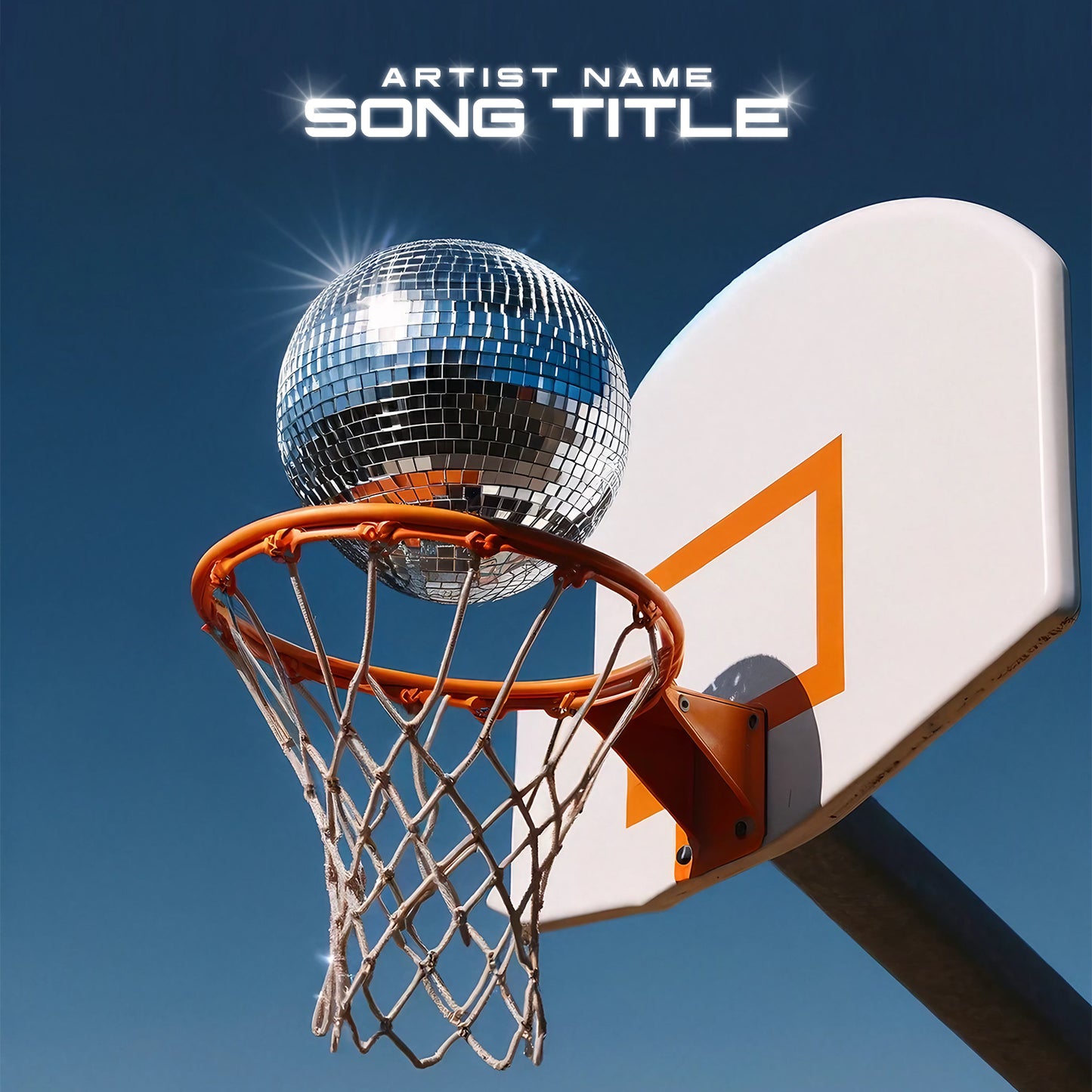 Disco ball through basketball net – Cover Art Design