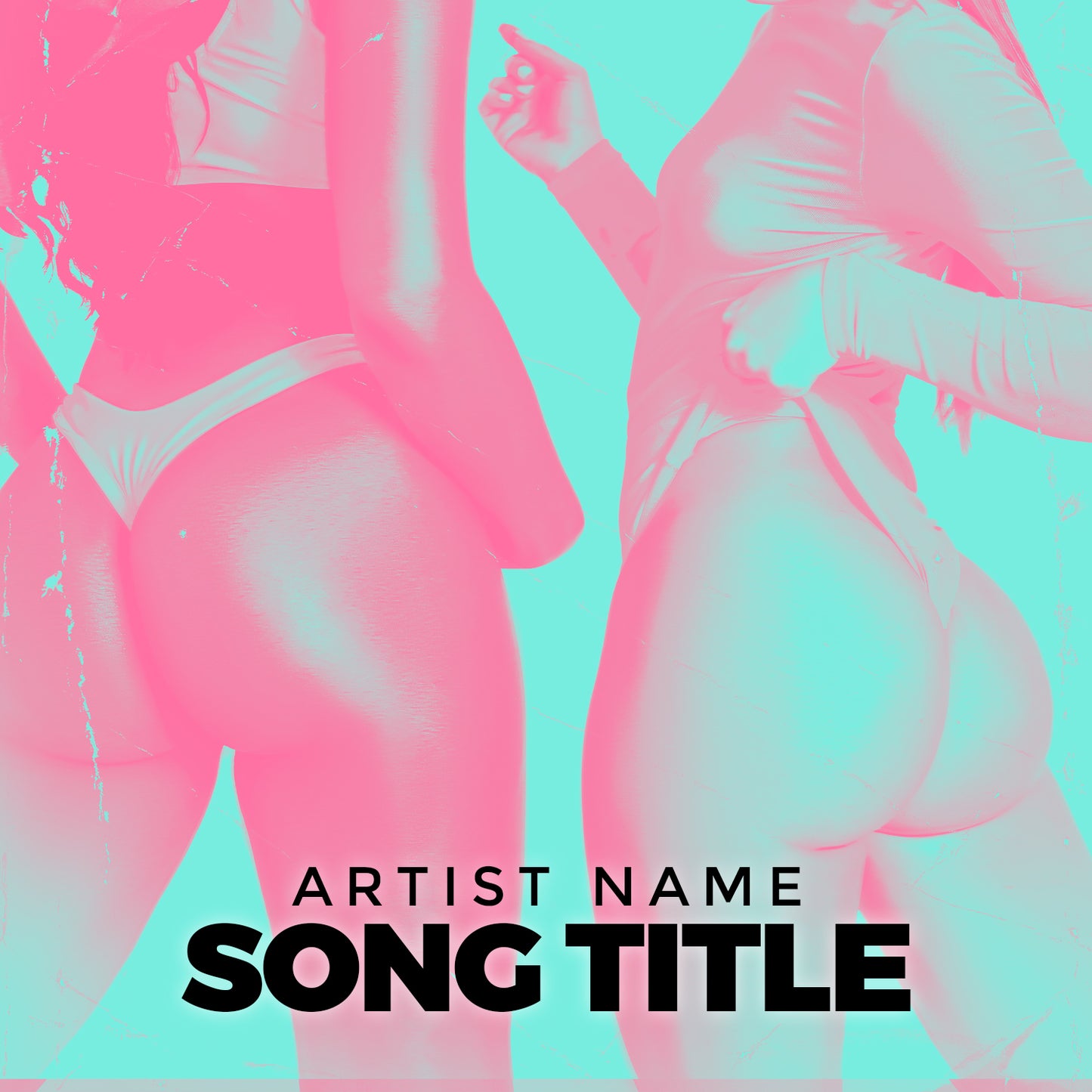 Women in swimsuits on pink and blue gradient - Cover Art Design