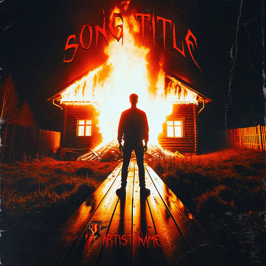  Burning house silhouette music album cover