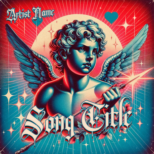 Retro cupid with arrow illustration music cover art