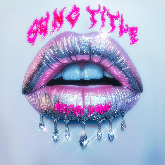 Pink lips with melting chrome diamonds cover art