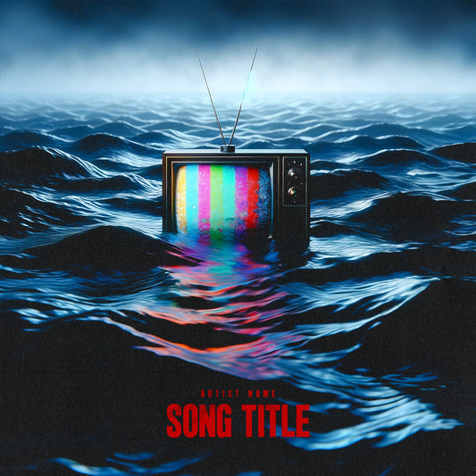 Vintage TV floating in ocean music cover art