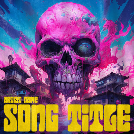 crazy trippy purple skulls cover art for music