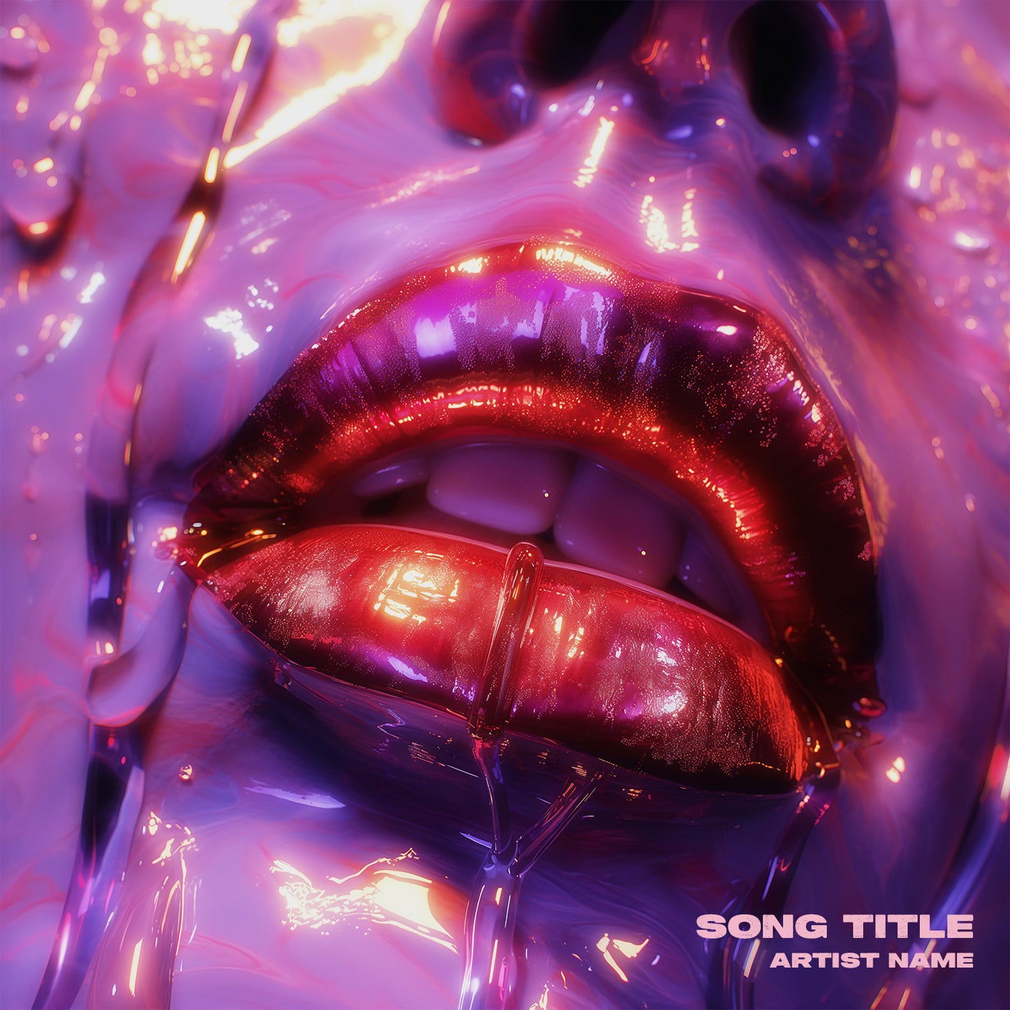 Melting female lips 3D render vibrant cover art