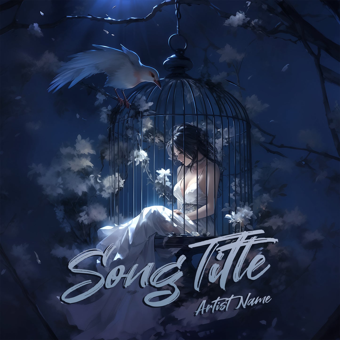 princess in the cage fantasy art, music cover art, rap cover art