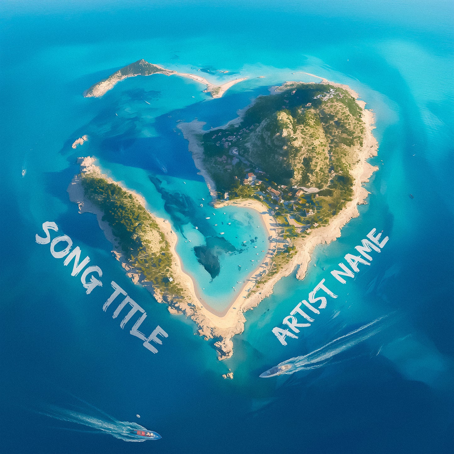 Heart-shaped island in ocean anime cover art