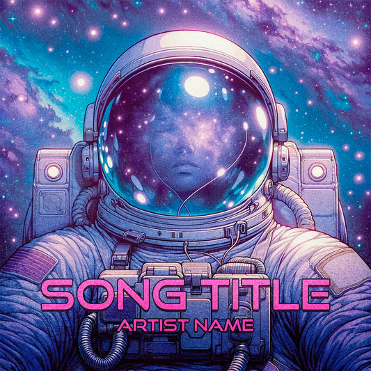 Astronaut girl floating in space music cover art