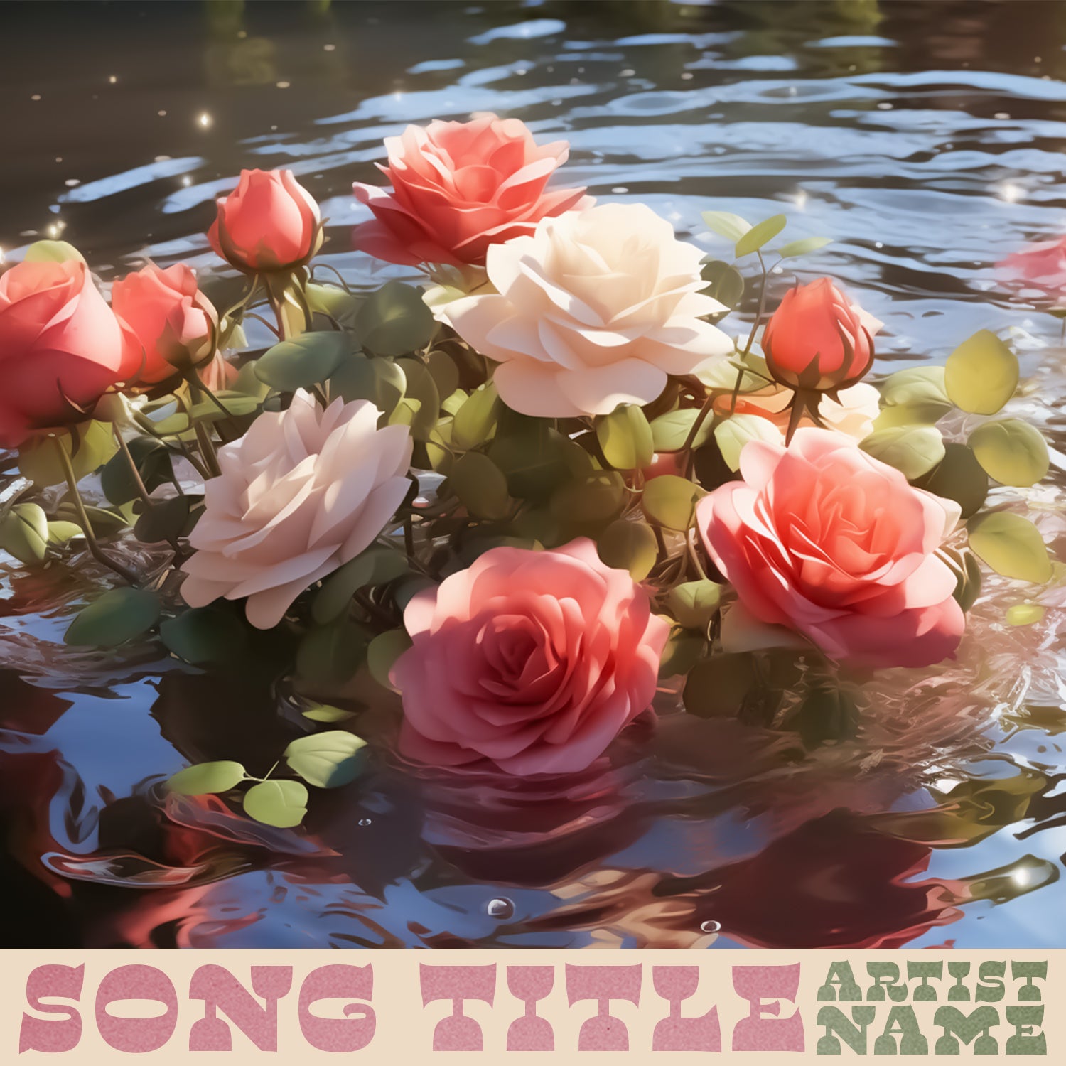 Floating White Roses Floating Beauty - Roses on Water with Sunlight Glow – Cover Squadron