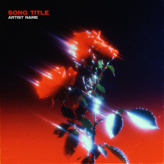 Album cover with a stylized red rose on a dark background