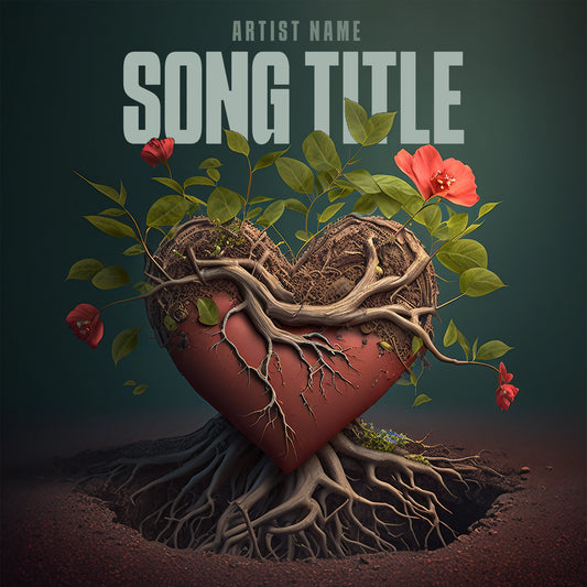 Tree of love, roots growing, heart, red heart, album artwork