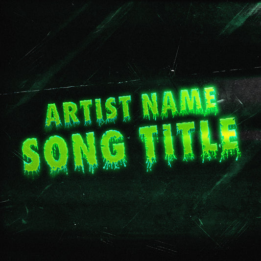 Neon green dripping typography on dark grunge background with eerie glow