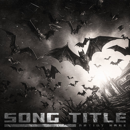  Bats flying in a stormy sky with gothic building - Cover Art Design