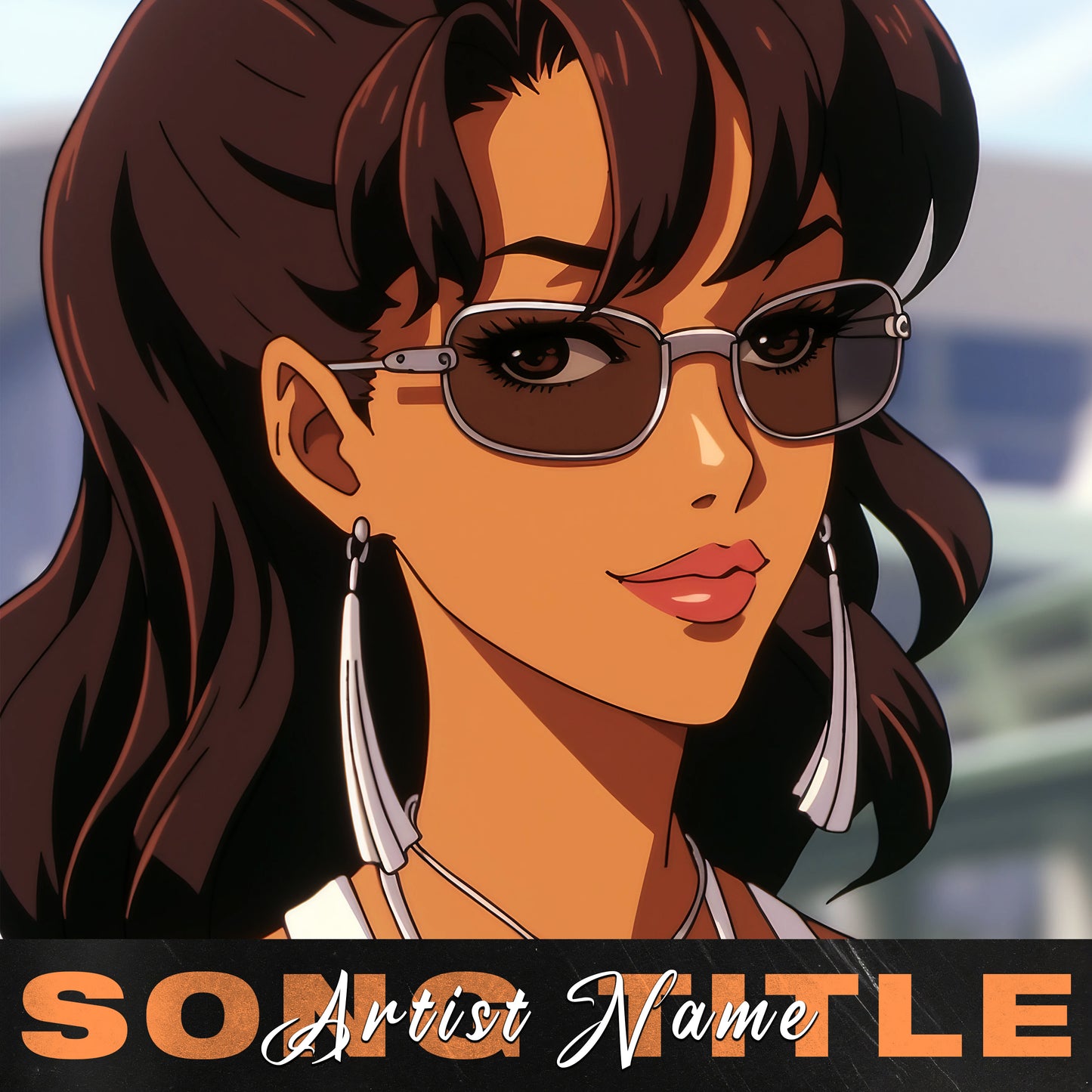 Anime-style woman with sunglasses and earrings - Cover Art Design