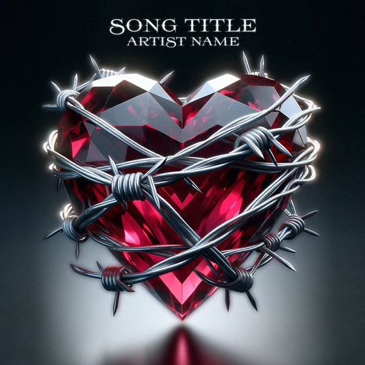 Red diamond heart embraced by barbed wire – Cover Art Design