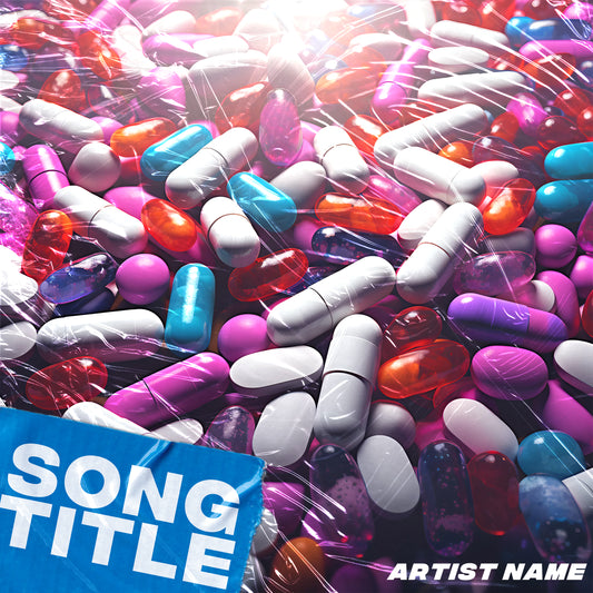 Colorful pills in saran wrap cover art, symbolizing dependency and coping.