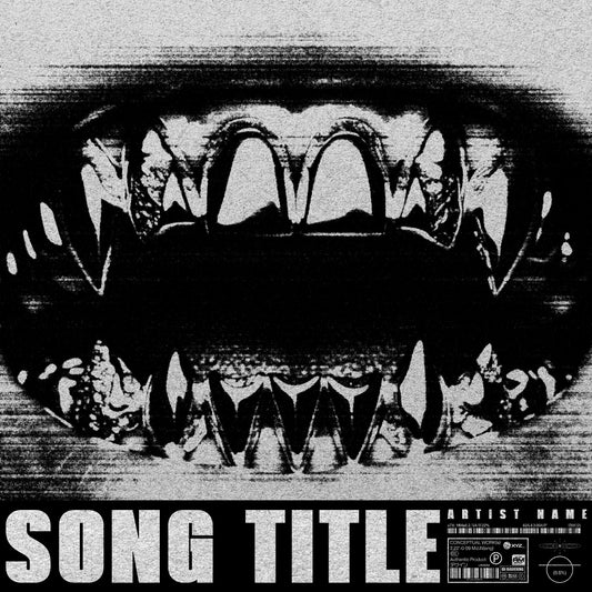 Gritty black and white image of vampire teeth – Cover Art Design