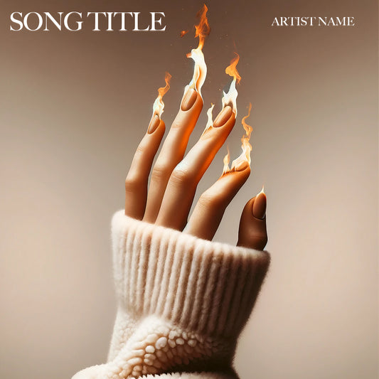 Woman's hand with flaming nails pointing up – Cover Art Design