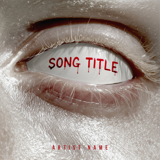 Album cover with a close-up of an eye with 'SONG TITLE' and 'ARTIST NAME' text.